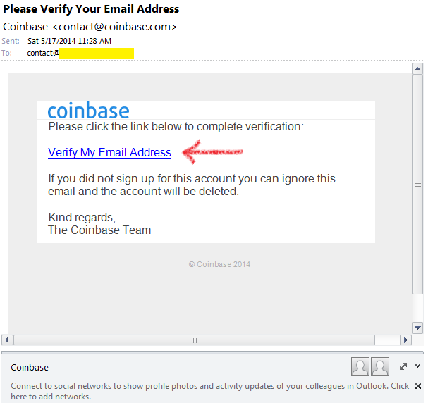 coinbase email verification