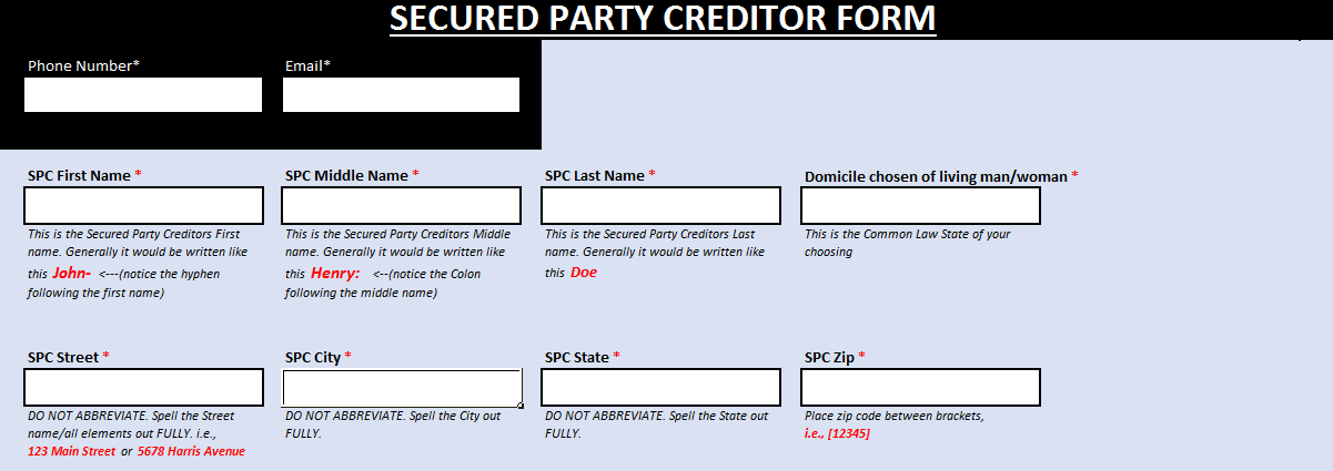 secured party creditor forms pdf