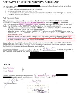 Affidavit Hospital Bill Debt