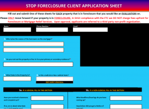 Stop Foreclosure Application Sheet