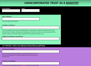 Unincorporated Trust Ministry Intake Form