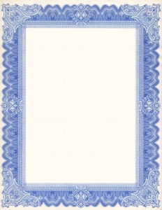 Blue Vertical Certificate