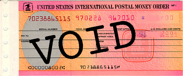 Blank Postal Money Order
