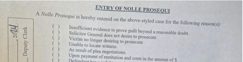 Entry No Prosecution Win