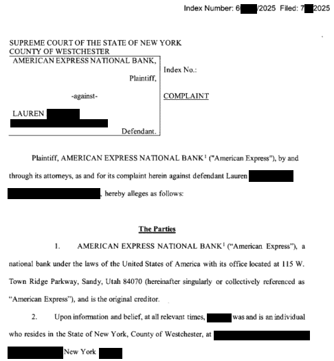 July 2016 $31,000+ Amex Lawsuit Discharge