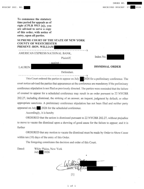 July 2016 $31,000+ Amex Lawsuit Discharge