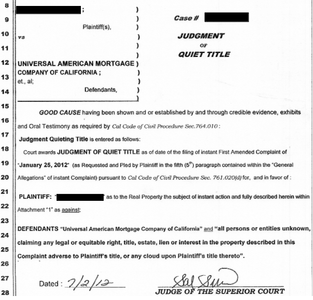 Quiet Title Success California Court